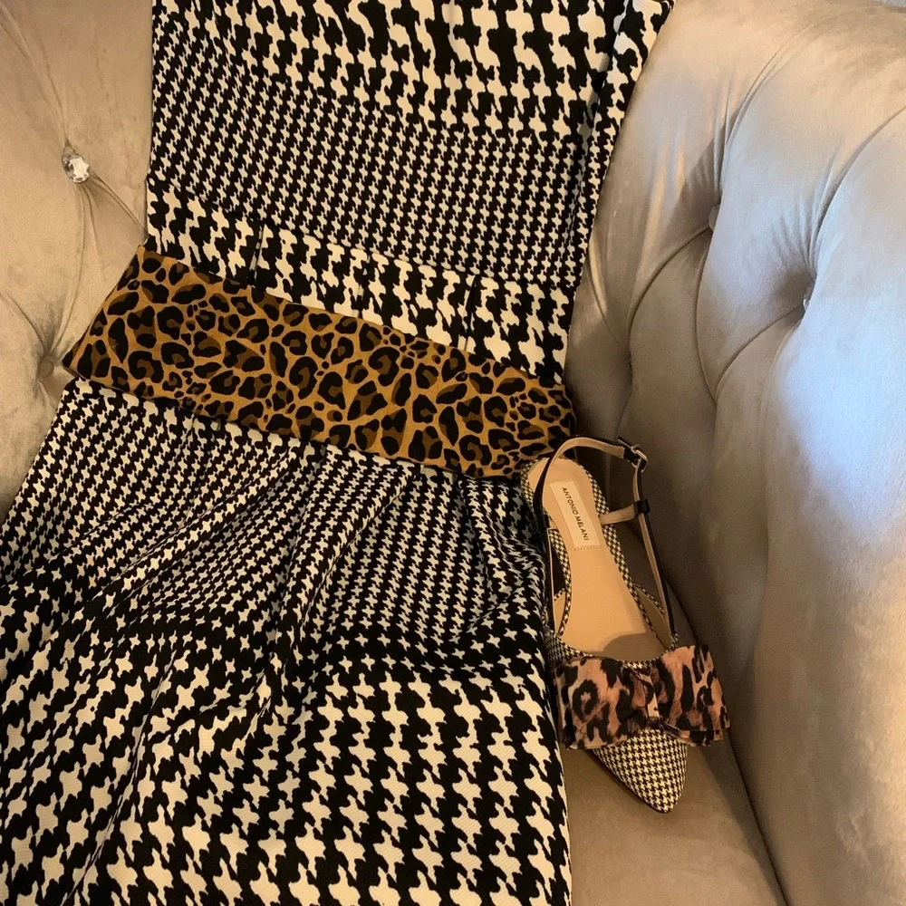 Antonio Melani style Galorie color hounds tooth, with a leopard bow. - Picture 8 of 13